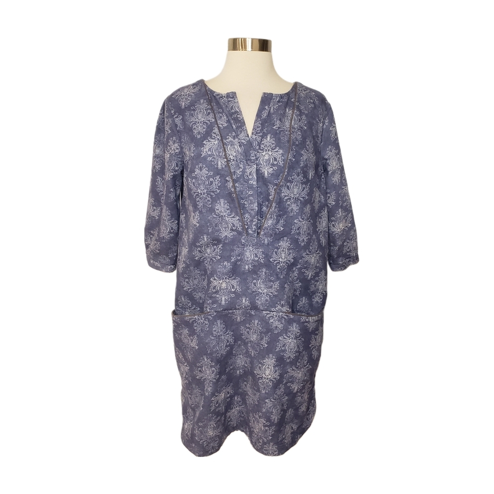 Allette NYC Small Jacquard Print Denim Tunic Shift Nursing Dress